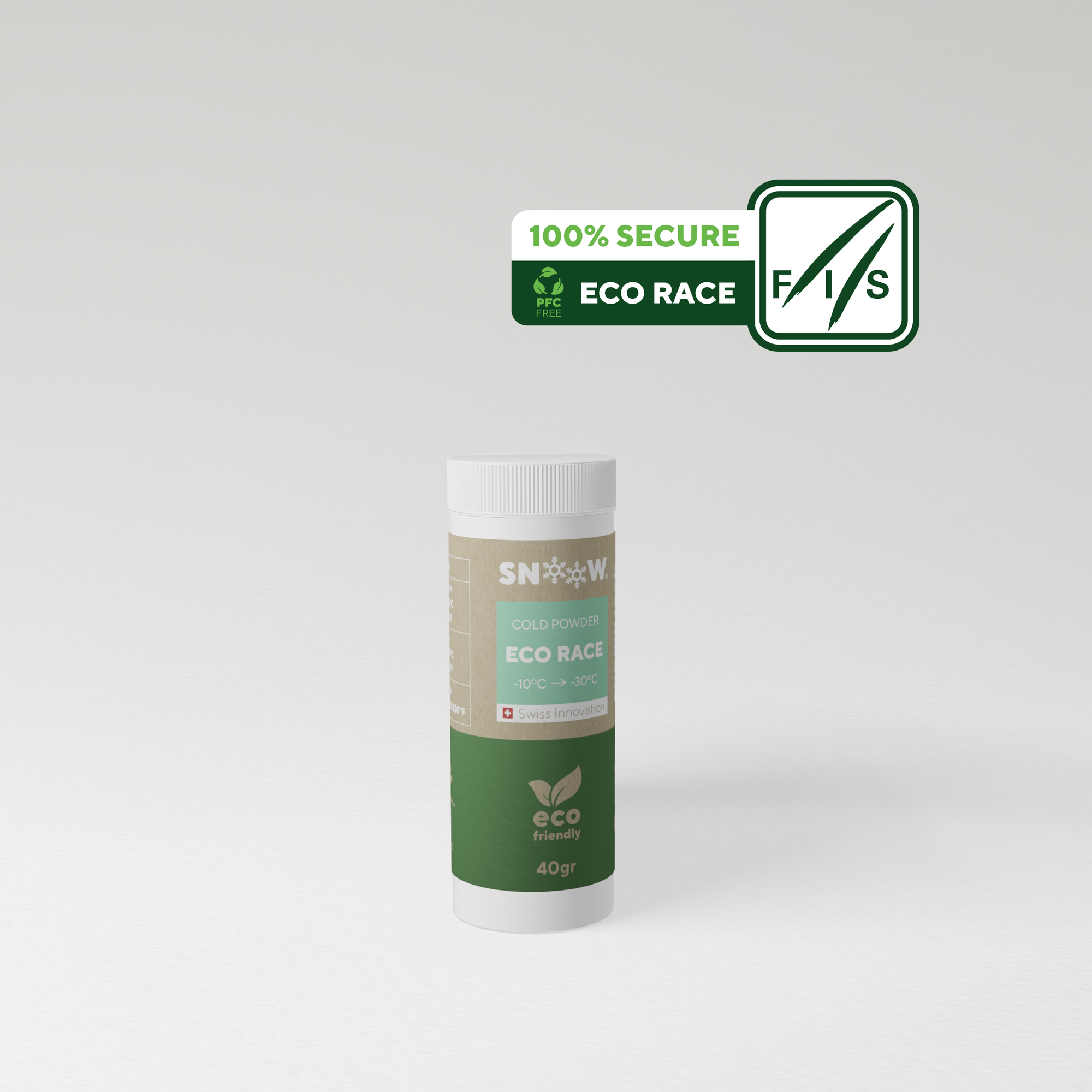 SNOOW SKI WAX ECO RACE Cold Powder Green, front left, FIS