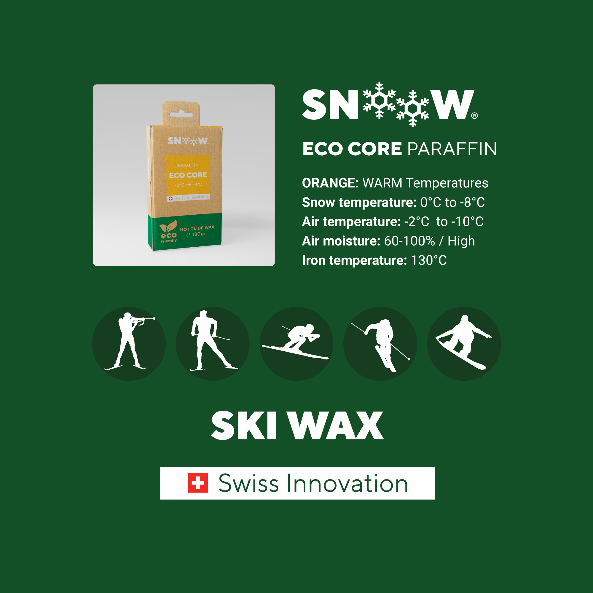 SNOOW SKI WAX ECO CORE Orange, info
