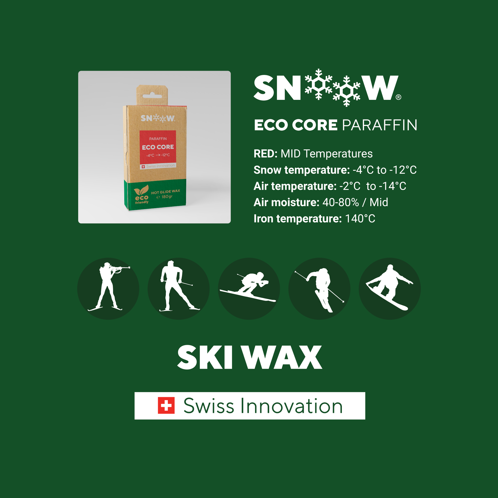 SNOOW SKI WAX ECO CORE Red, info