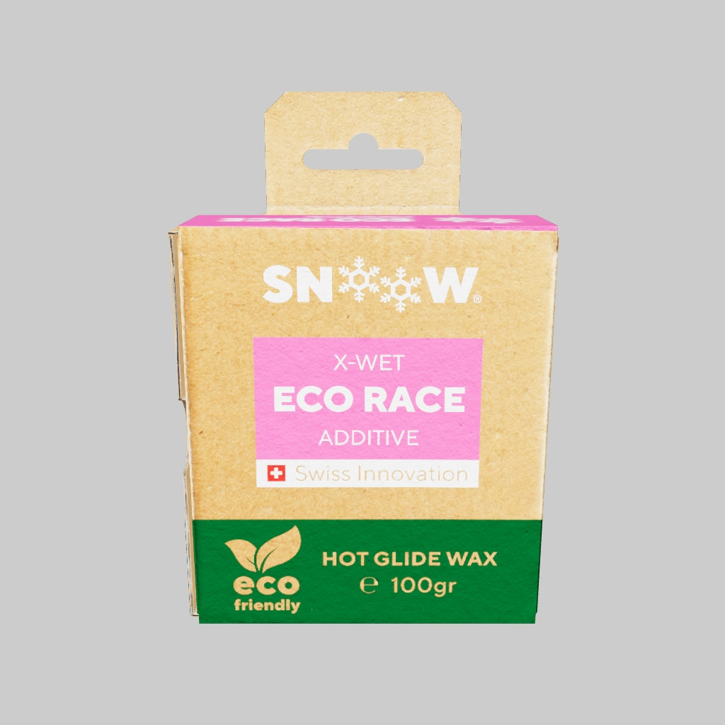 SNOOW SKI WAX - ECO RACE - Paraffin 100 gr - Pink - X-Wet Additive - High Humidity - 3D Render